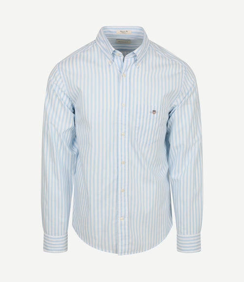 Overhemd stripe poplin classic blauw