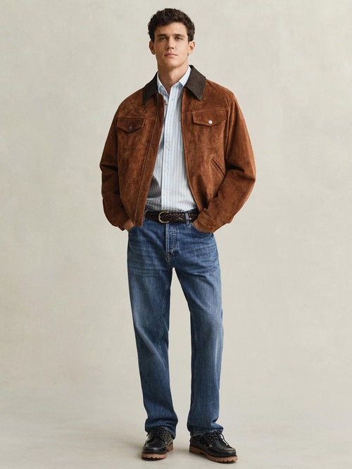 Overhemd stripe poplin classic blauw