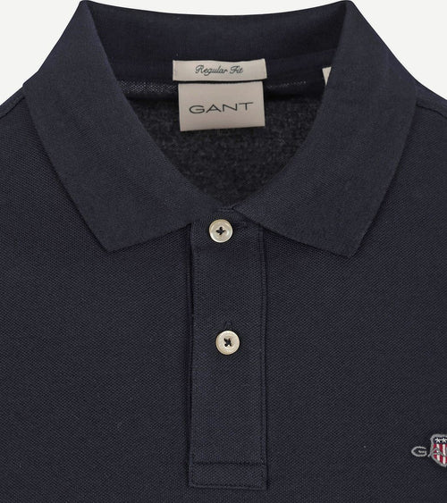Shield piqué poloshirt donkerblauw