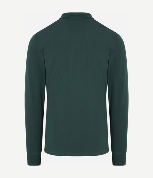 Longsleeve contrast piqué poloshirt tartan groen