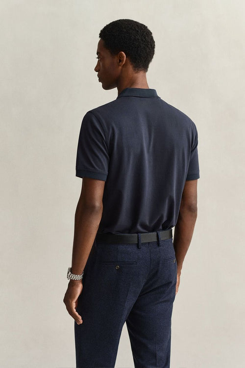 Contrast piqué poloshirt donkerblauw