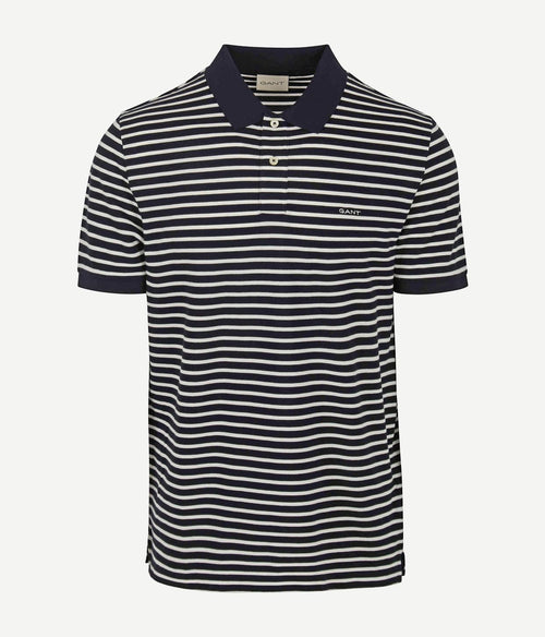 Gant poloshirt pique donkerblauw streep | Regular-fit