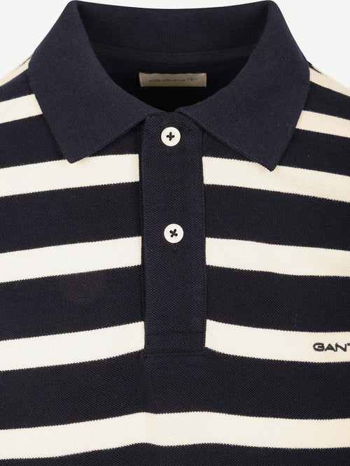 Poloshirt stripe donkerblauw wit