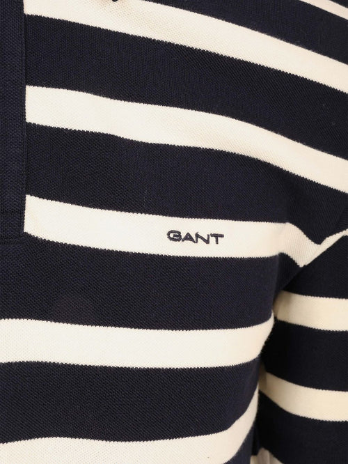 Poloshirt stripe donkerblauw wit