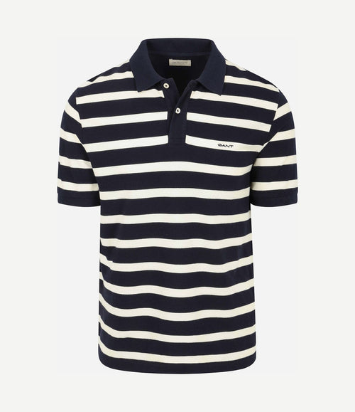 Poloshirt stripe donkerblauw wit