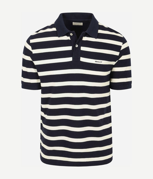 Poloshirt stripe donkerblauw wit