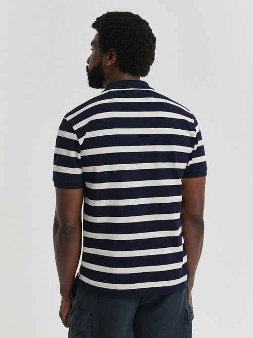 Poloshirt stripe donkerblauw wit