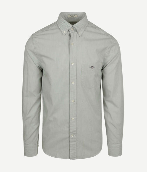 Gant poplin banker overhemd streep groen | Regular-fit