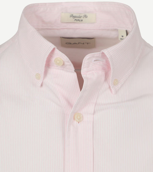 Gant poplin banker overhemd streep lichtroze | Regular-fit