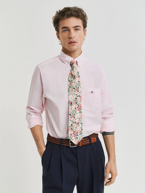 Gant poplin banker overhemd streep lichtroze | Regular-fit