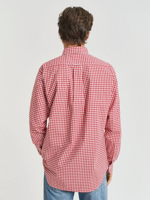 Poplin banker overhemd streep rood