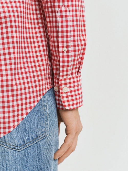 Poplin banker overhemd streep rood