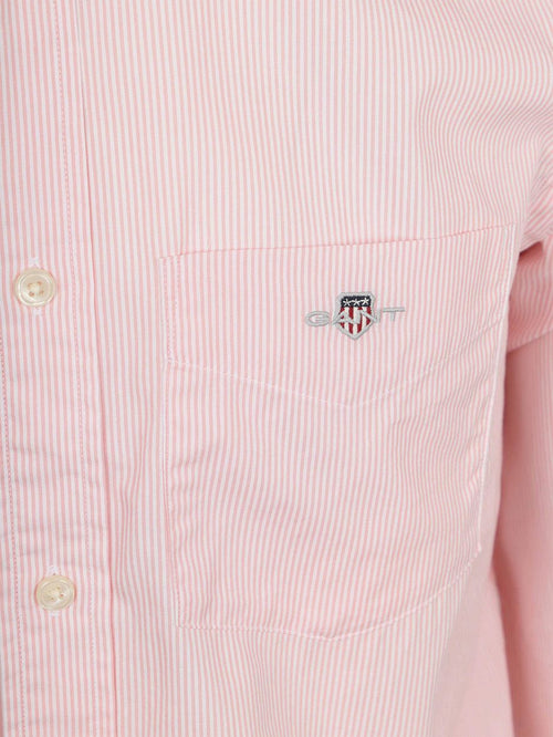 Poplin banker overhemd streep roze