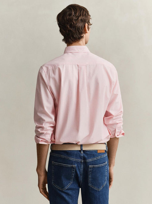 Poplin banker overhemd streep roze
