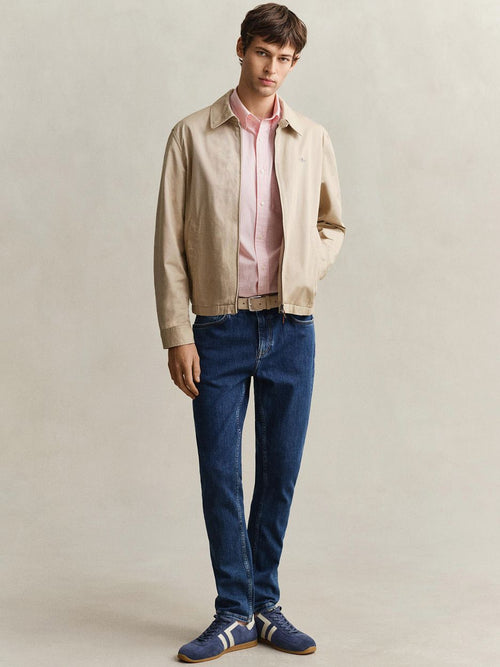 Poplin banker overhemd streep roze