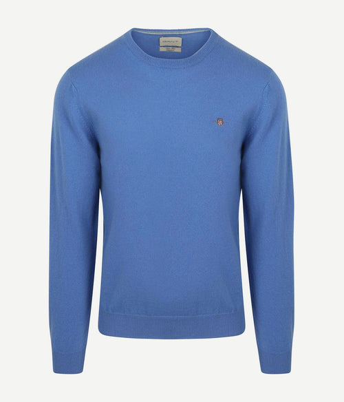 Gant pullover lamswol mid blauw | Regular-fit