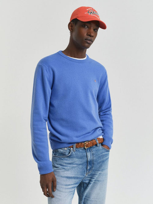 Gant pullover lamswol mid blauw | Regular-fit
