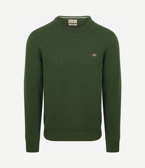 Pullover lamswol mosgroen
