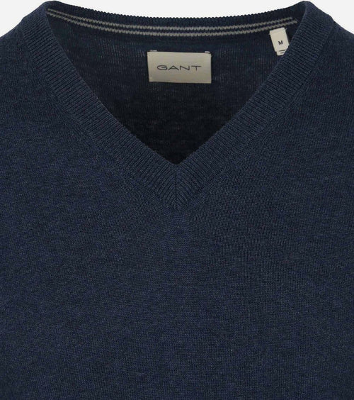 Gant pullover v-hals jeans blauw | Regular-fit
