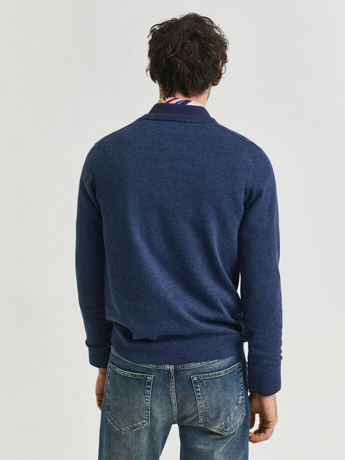Gant pullover v-hals jeans blauw | Regular-fit