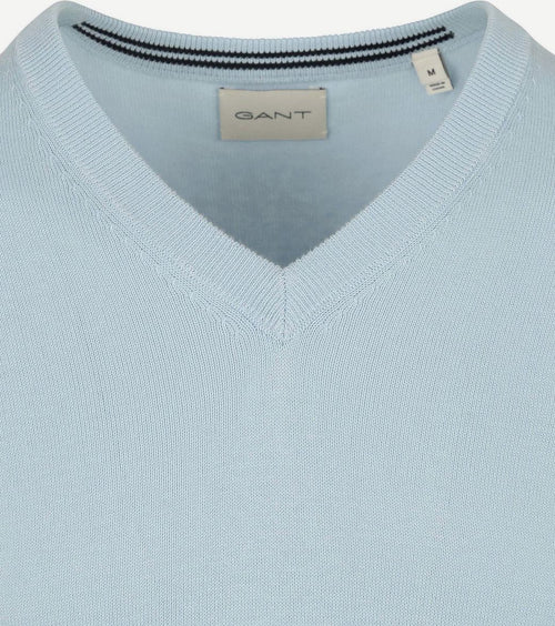 Gant pullover v-hals lichtblauw | Regular-fit