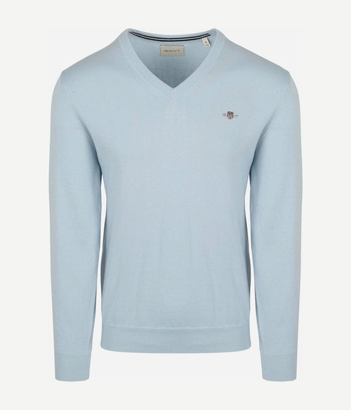 Gant pullover v-hals lichtblauw | Regular-fit