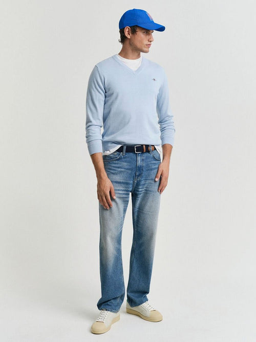 Gant pullover v-hals lichtblauw | Regular-fit