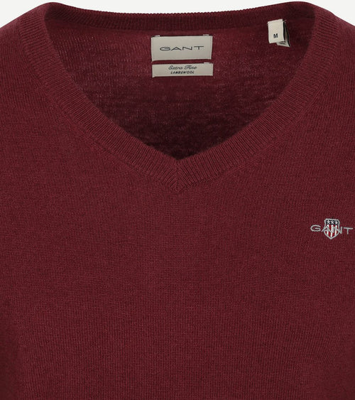 Gant pullover v-hals woolblend bordeaux | Regular-fit