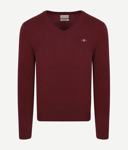 Gant pullover v-hals woolblend bordeaux | Regular-fit