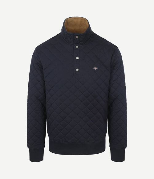Quilted mocker pullover donkerblauw