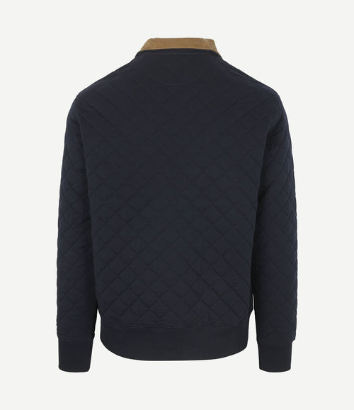 Quilted mocker pullover donkerblauw