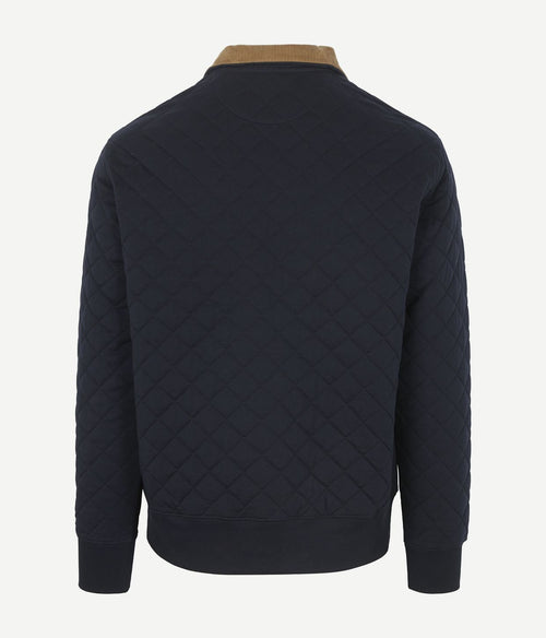 Quilted mocker pullover donkerblauw