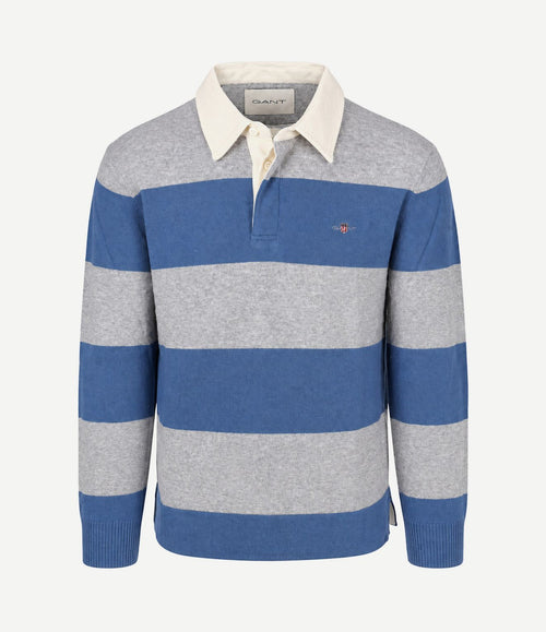 Rugger polo knitted lamswol blauw grijs