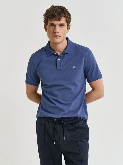Gant shield piqué poloshirt dusty donkerblauw | Regular-fit
