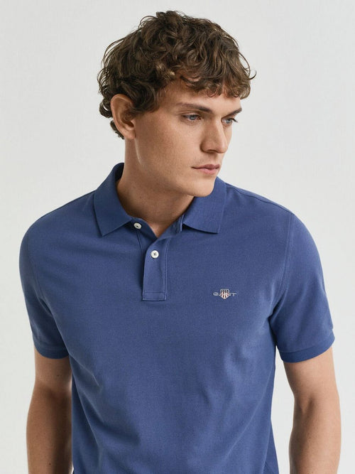 Gant shield piqué poloshirt dusty donkerblauw | Regular-fit