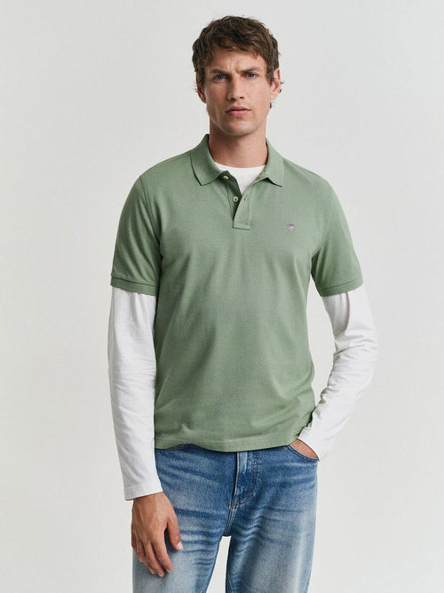 Gant shield piqué poloshirt groen | Regular-fit