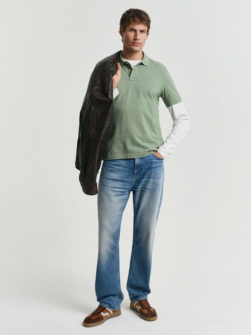 Gant shield piqué poloshirt groen | Regular-fit