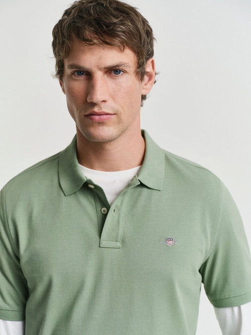 Gant shield piqué poloshirt groen | Regular-fit