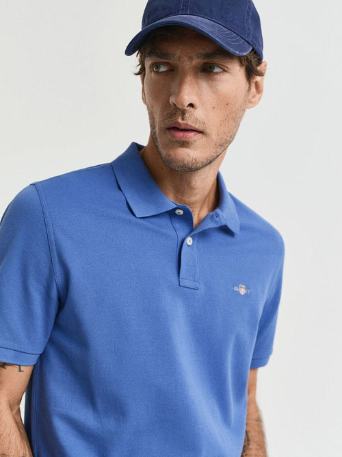 Gant shield piqué poloshirt kobaltblauw | Regular-fit