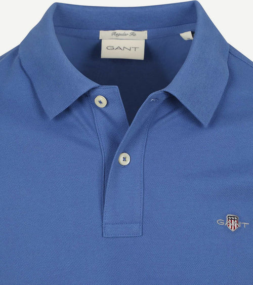 Gant shield piqué poloshirt kobaltblauw | Regular-fit