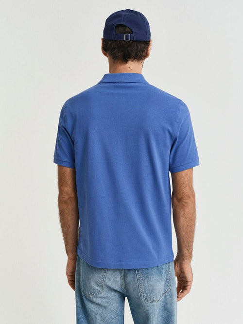 Gant shield piqué poloshirt kobaltblauw | Regular-fit