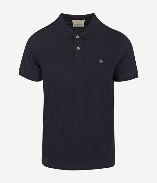 Shield piqué poloshirt donkerblauw