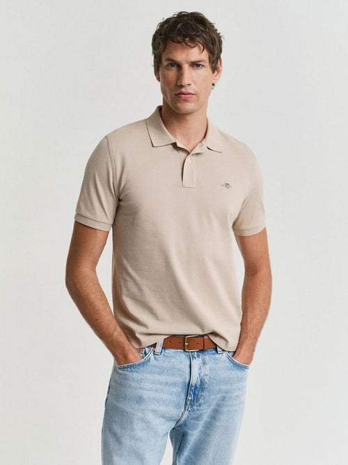 Gant shield piqué poloshirt sand | Regular-fit