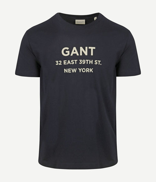 Gant t-shirt graphic logo donkerblauw | Regular-fit