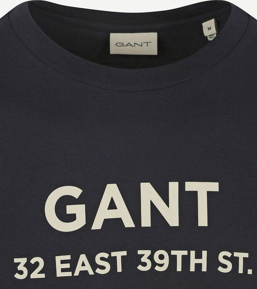 Gant t-shirt graphic logo donkerblauw | Regular-fit