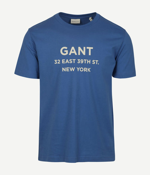Gant t-shirt graphic logo rich blauw | Regular-fit