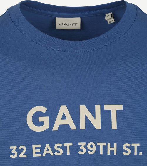 Gant t-shirt graphic logo rich blauw | Regular-fit