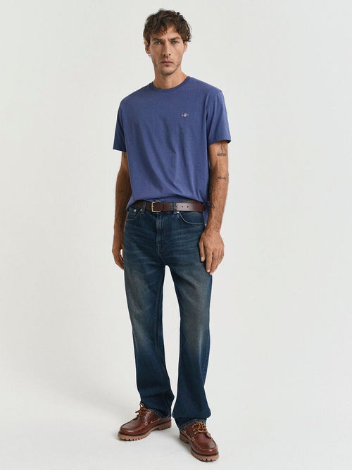 Gant t-shirt shield logo dusty donkerblauw | Regular-fit