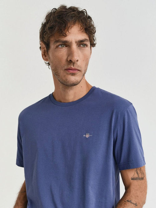 Gant t-shirt shield logo dusty donkerblauw | Regular-fit