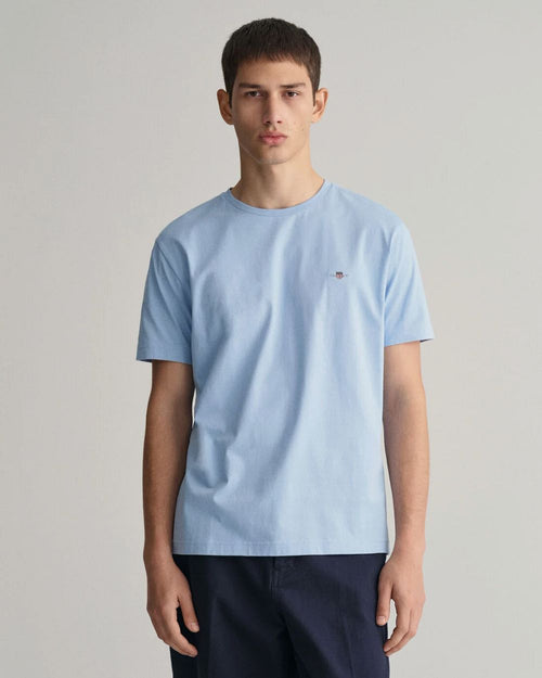 Gant t-shirt shield logo lichtblauw | Regular-fit